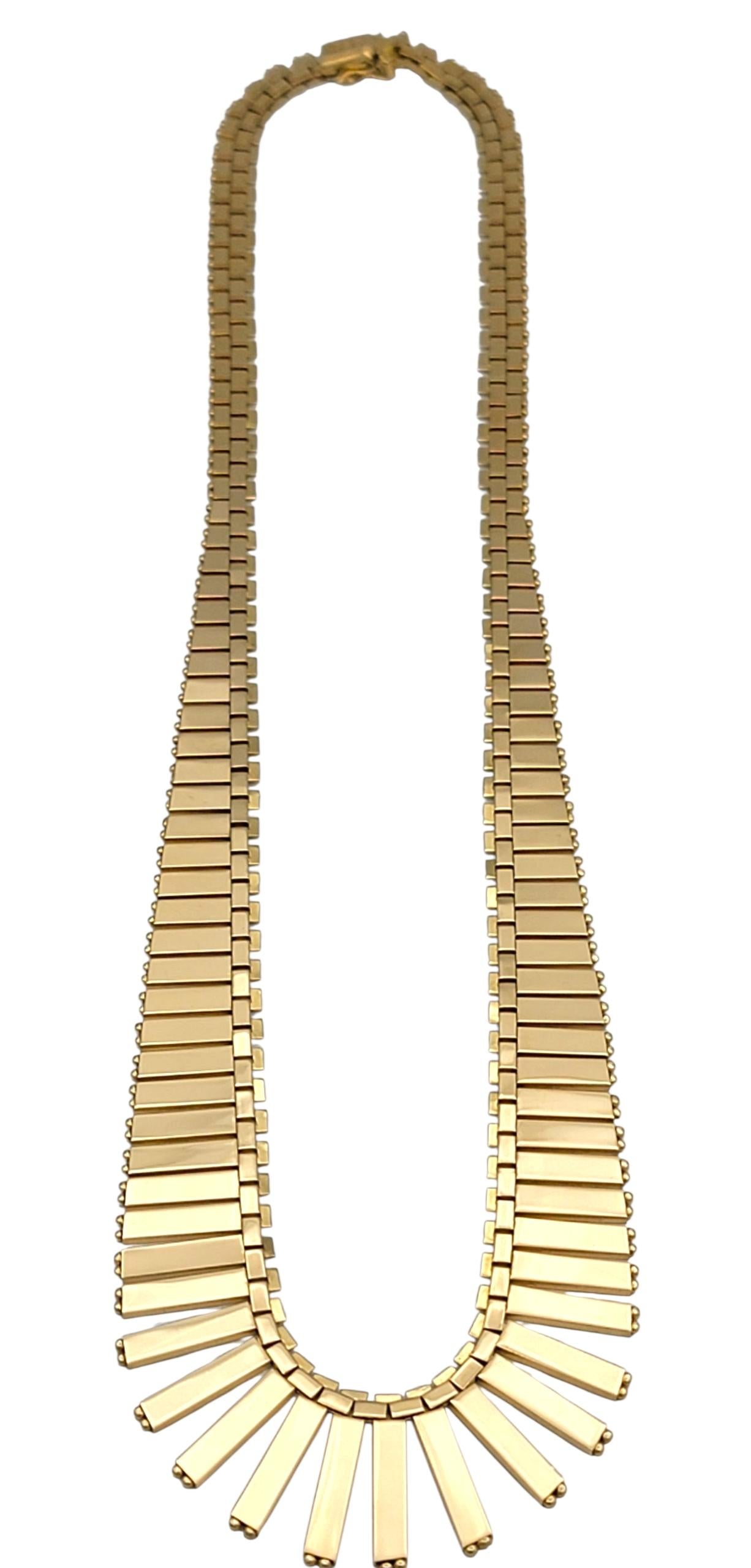 Women's Reversable Graduated Link Bib Style Necklace in Polished 18 Karat Yellow Gold For Sale