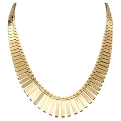 Reversable Graduated Link Bib Style Necklace in Polished 18 Karat Yellow Gold