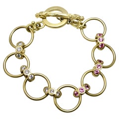 Reversable Pink Sapphire and Diamond 18K Link Bacelet