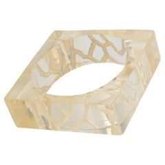 Reverse Carved Acrylic Lucite Bracelet Bangle in Light Champagne
