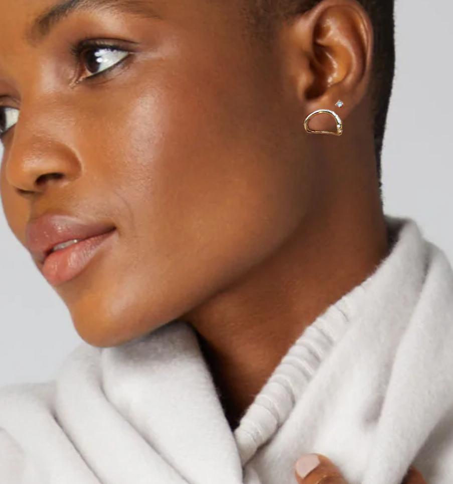 If you like modern minimalist style, these are the earrings for you. 
Classic cool and so on trend. For design lovers only.  Everyday luxury earrings. We like to think these are quiet luxury earrings - no need to shout. Perfect as a gift option or a