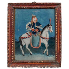 Antique Reverse Glass Painting of a Mogul