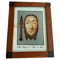 Reverse Glass Painting of Jesus Christ, Circa 1800