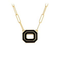 Reverse Gold Necklace in Black Enamel and 18 Karat Yellow Gold
