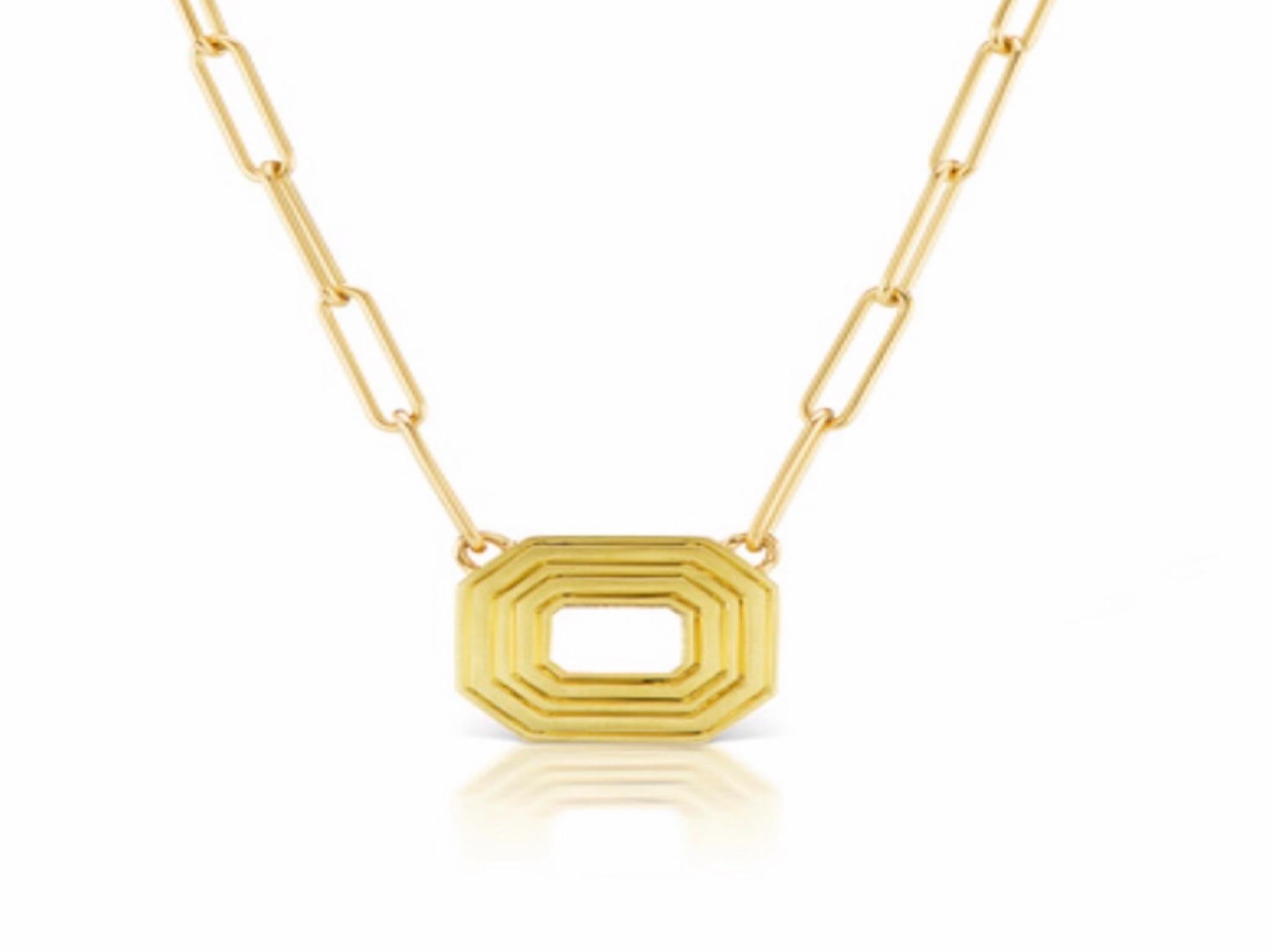 Reverse Gold Necklace in Black Enamel and 18 Karat Yellow Gold In New Condition For Sale In Dallas, TX