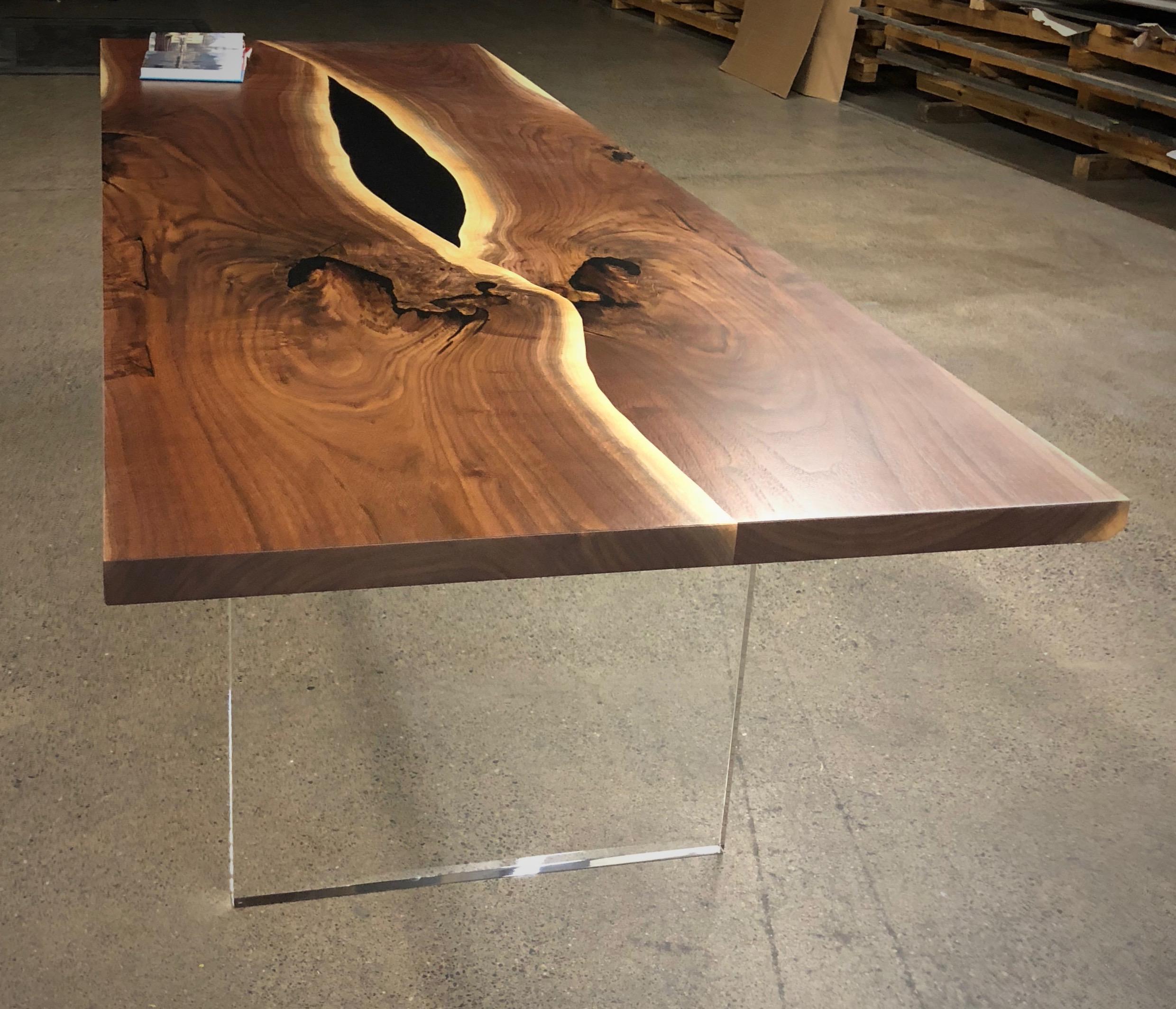 American Reverse live edge walnut dining table For Sale