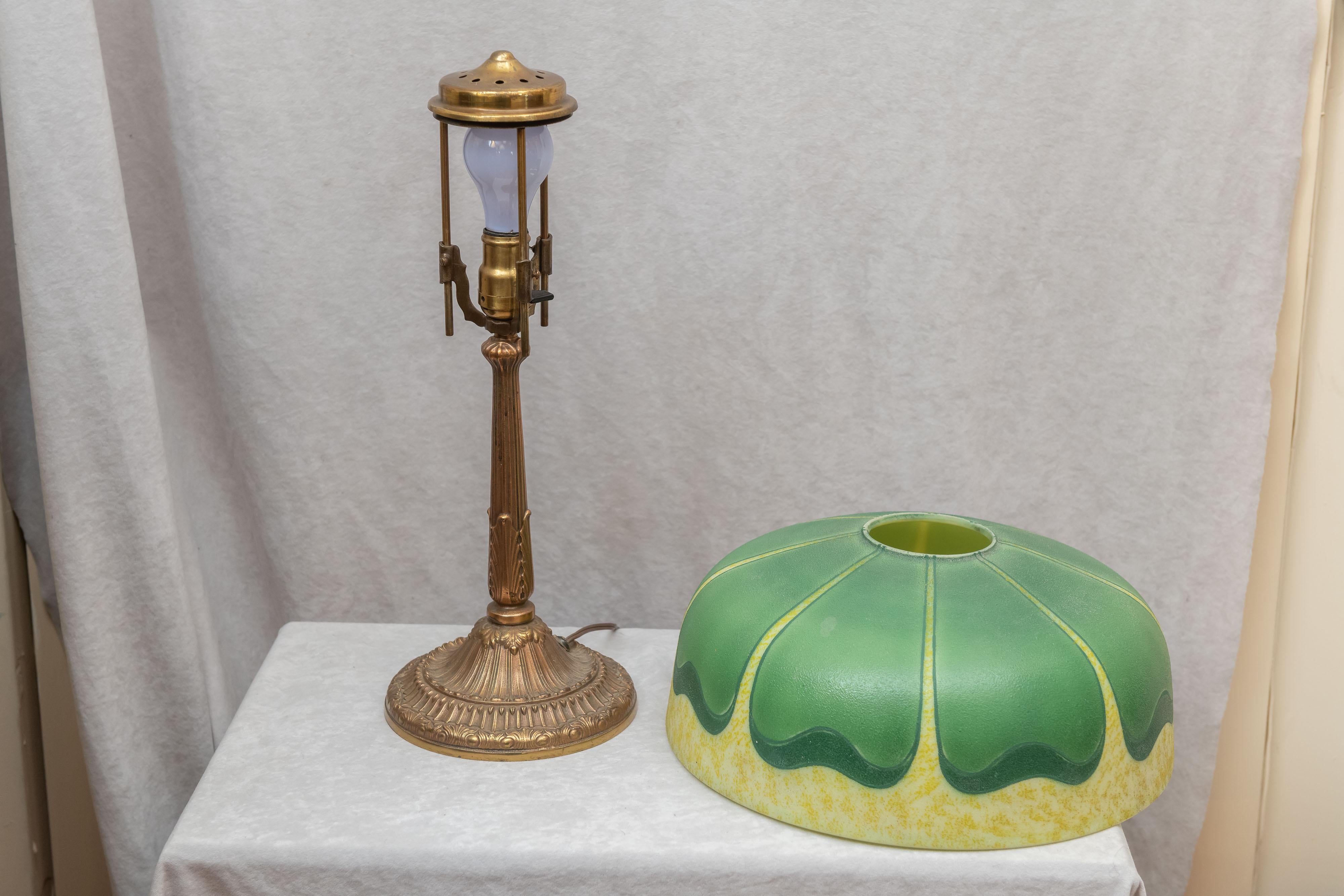 North American Reverse/Obverse Painted Lamp, Signed Pittsburgh, circa 1920