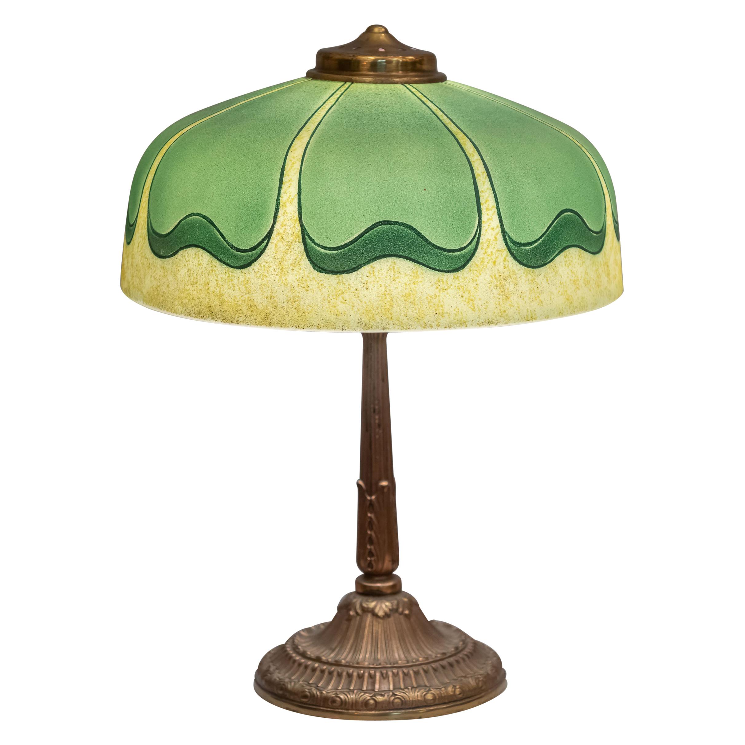 Reverse/Obverse Painted Lamp, Signed Pittsburgh, circa 1920