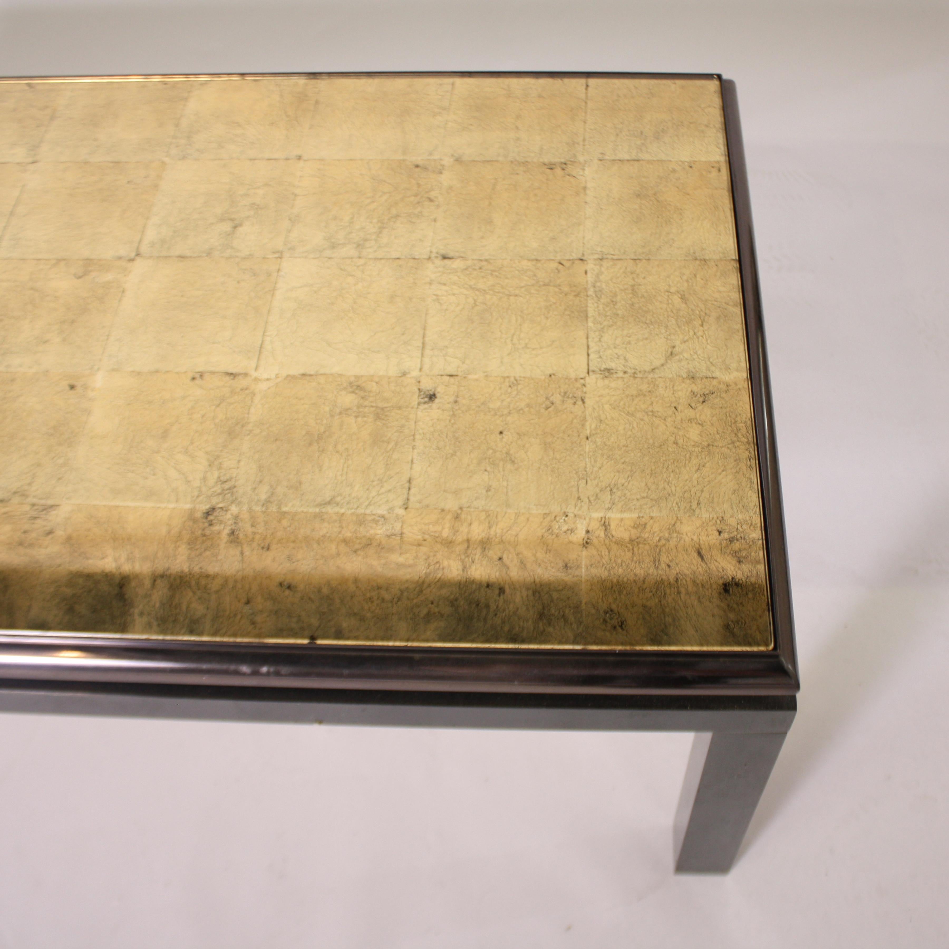 Reverse Painted Gold Glass Top Coffee Table, circa 1950 In Good Condition In Dallas, TX