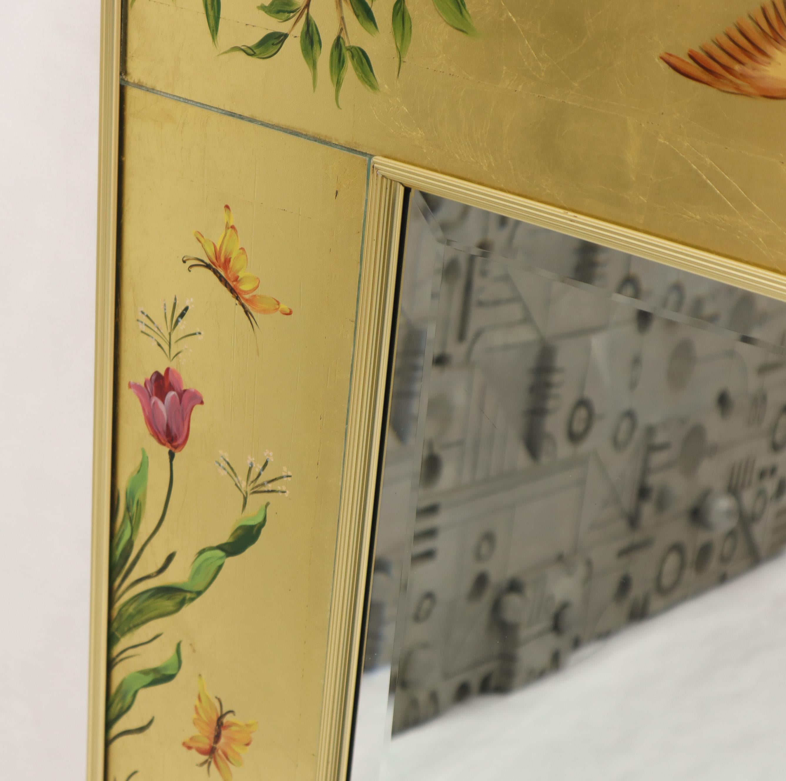 20th Century Reverse Painted Gold Leaf Rectangular Frame Decorative Mirro For Sale