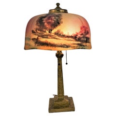 Antique Reverse Painted Lamp by Pittsburgh Lamp Co.