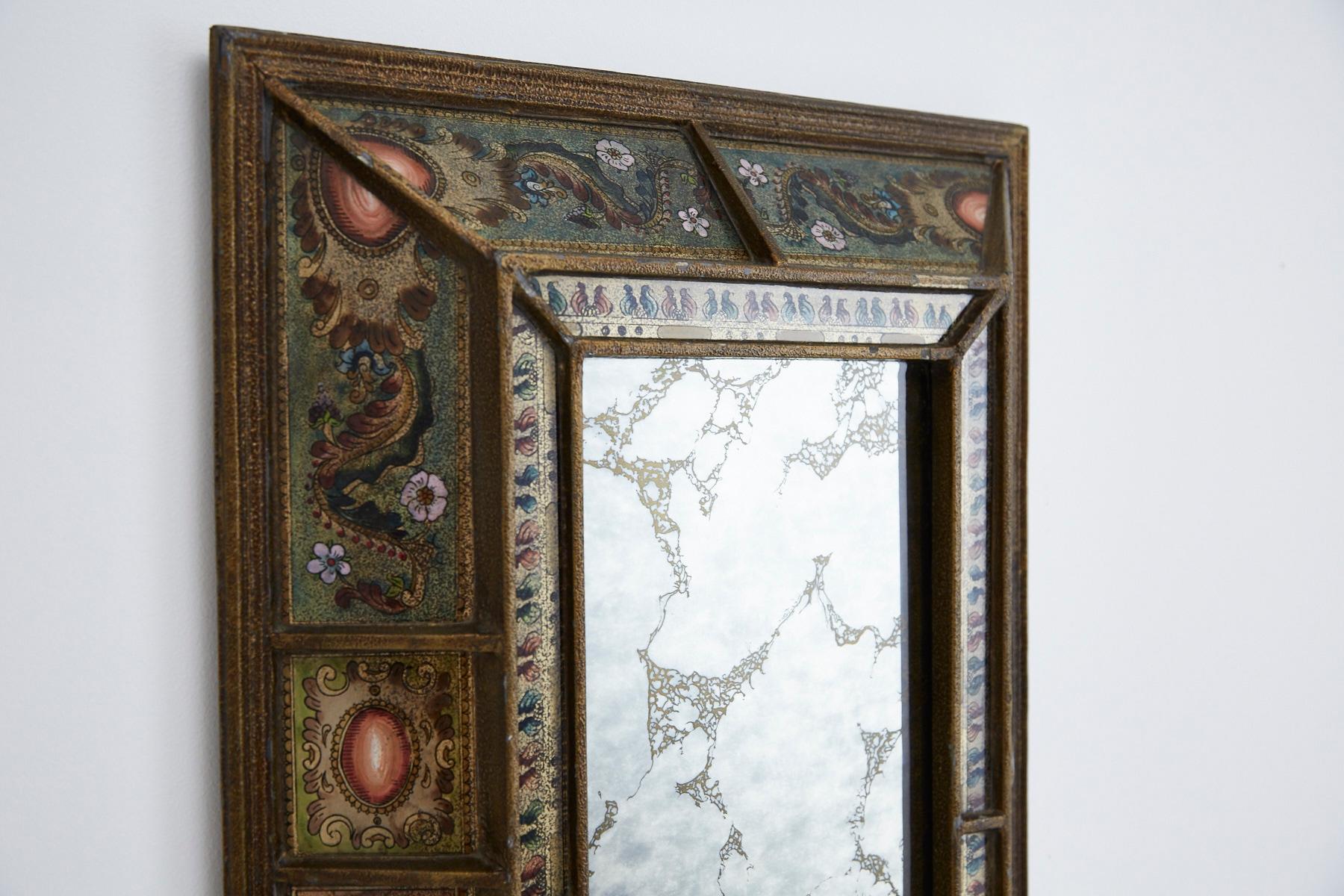 Reverse Painted Panelled Midcentury Venetian Style Shadowbox Mirror, 1960s 6