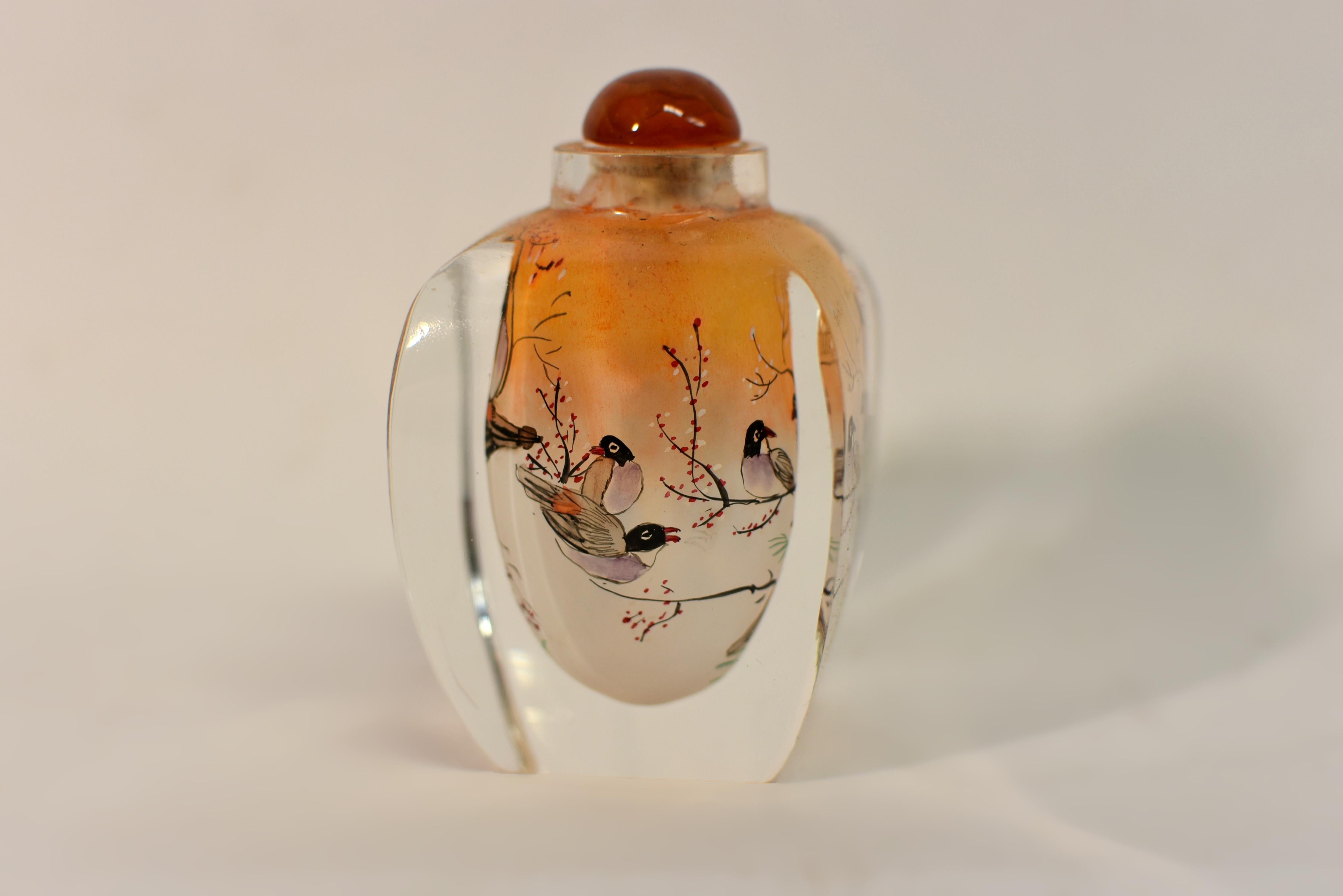 Chinese Reverse Painted Snuff Bottle Extra Large For Sale