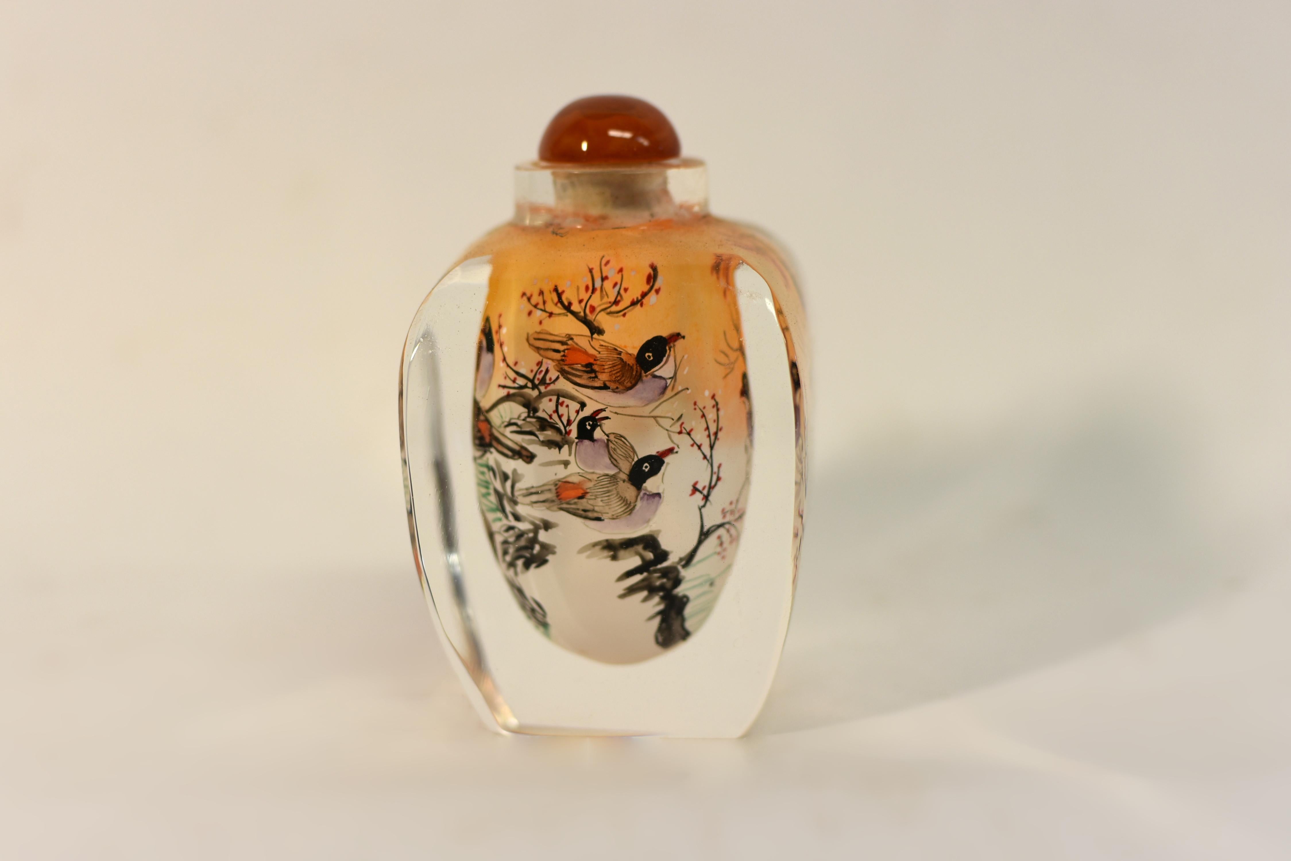 Hand-Painted Reverse Painted Snuff Bottle Extra Large For Sale