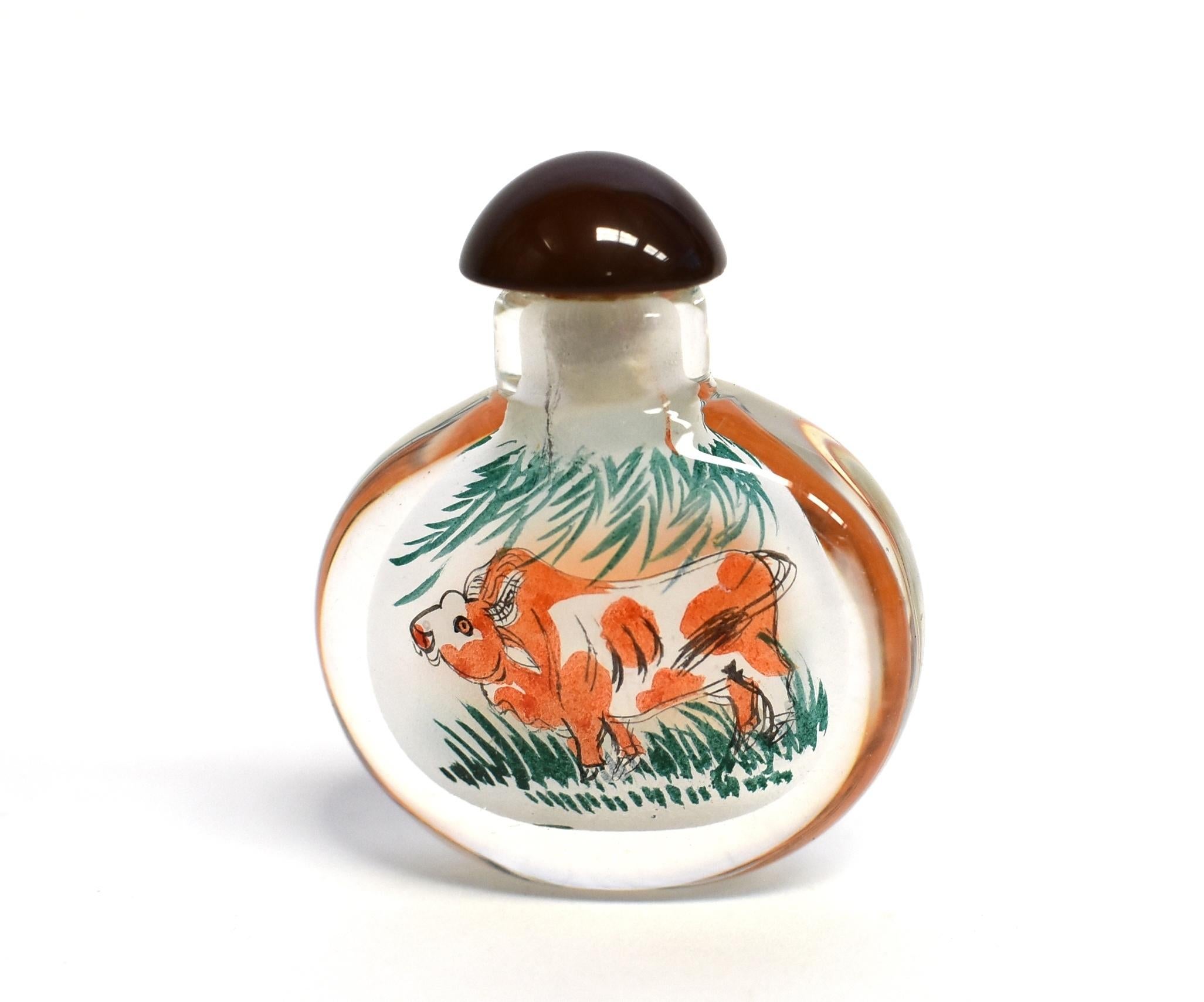 Snuff Bottles Four Zodiac Animals Reverse Painted In Excellent Condition For Sale In Somis, CA