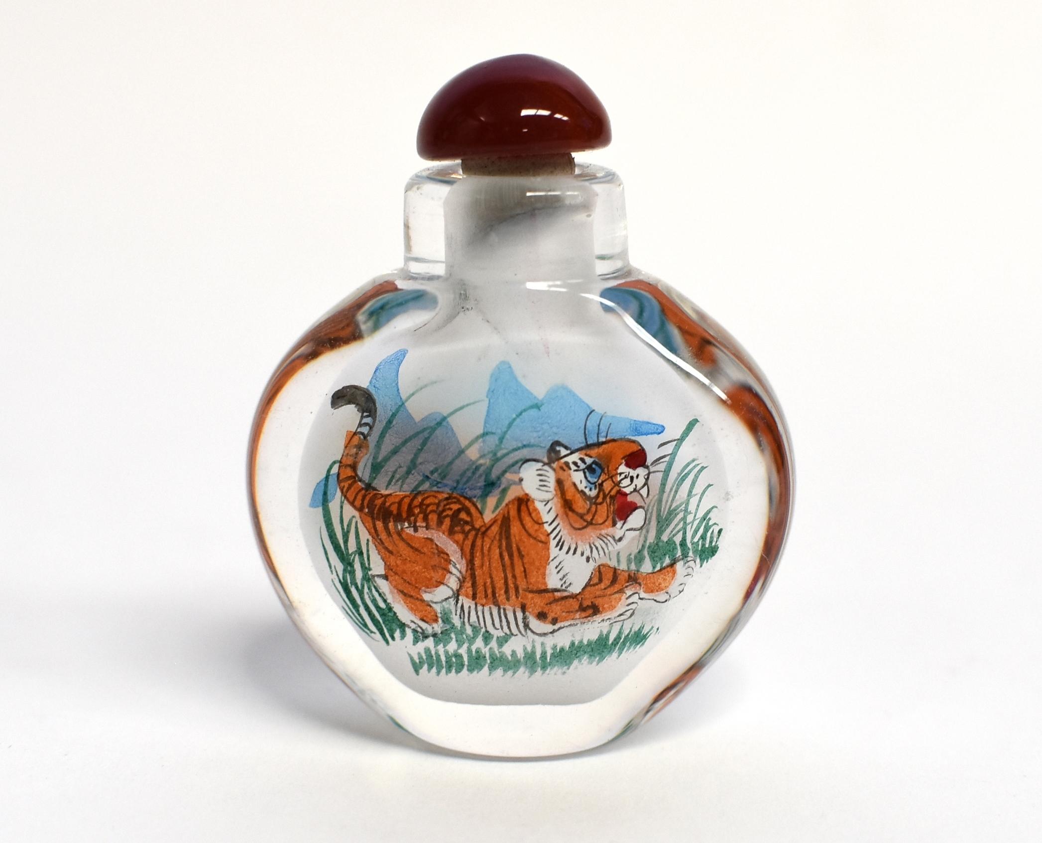 Contemporary Snuff Bottles Four Zodiac Animals Reverse Painted For Sale