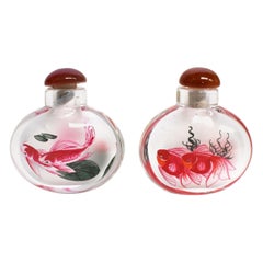 Reverse Painted 2 Snuff Bottles with Fish