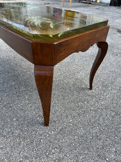 Reverse Painted Thick Glass Art Deco Cocktail / Coffee Table