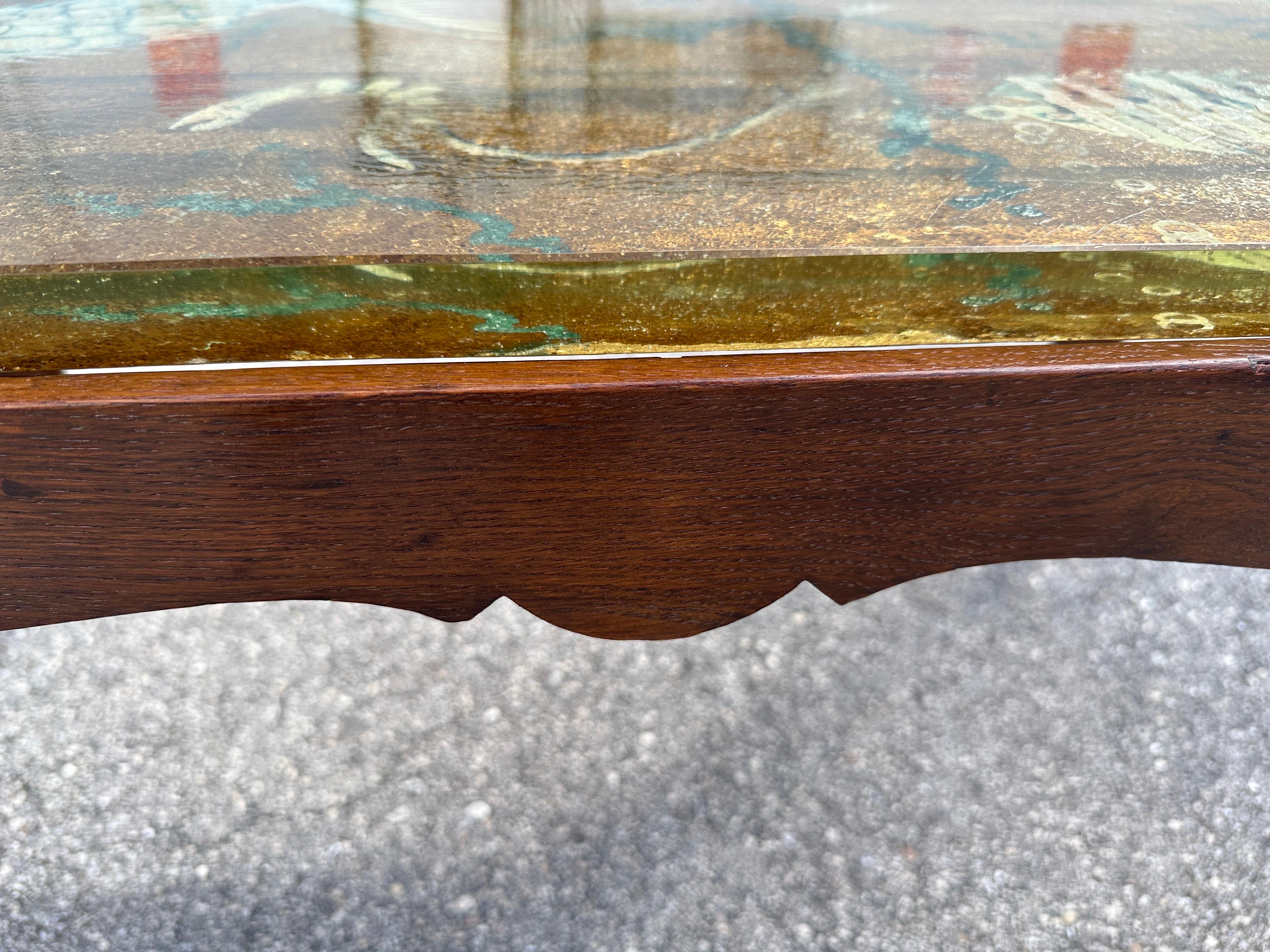 Reverse Painted Thick Glass Art Deco Cocktail / Coffee Table For Sale 1