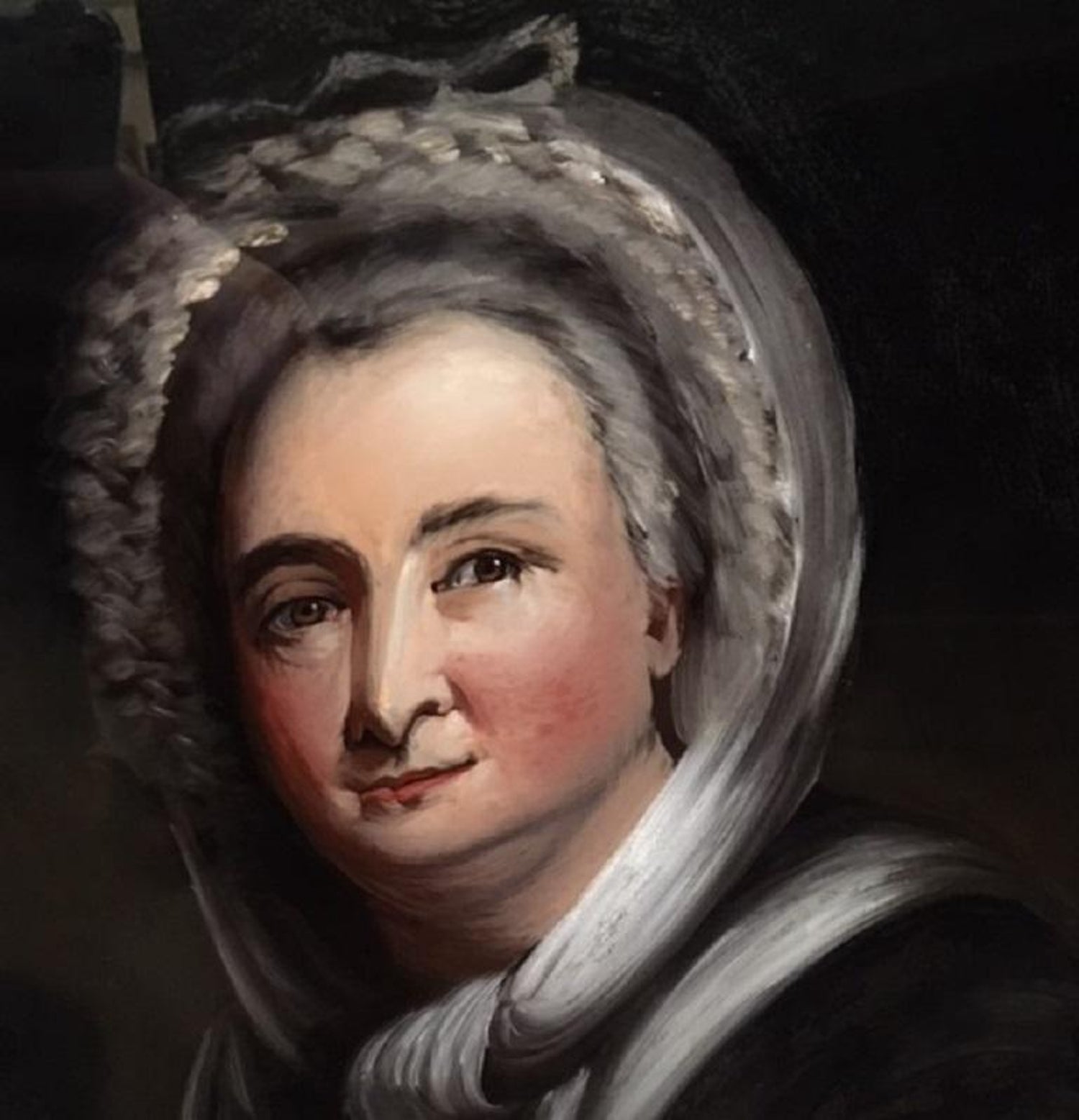 Reverse Painting On Glass Of George And Martha Washington By W M