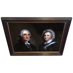 Reverse Painting on Glass of George and Martha Washington by W. M. Prior