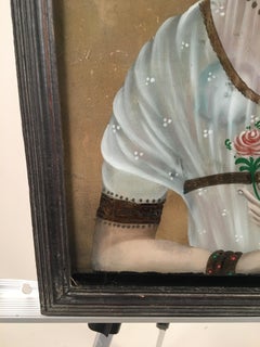 Reverse Painting on Glass, Portrait of a Woman, India, 19th Century