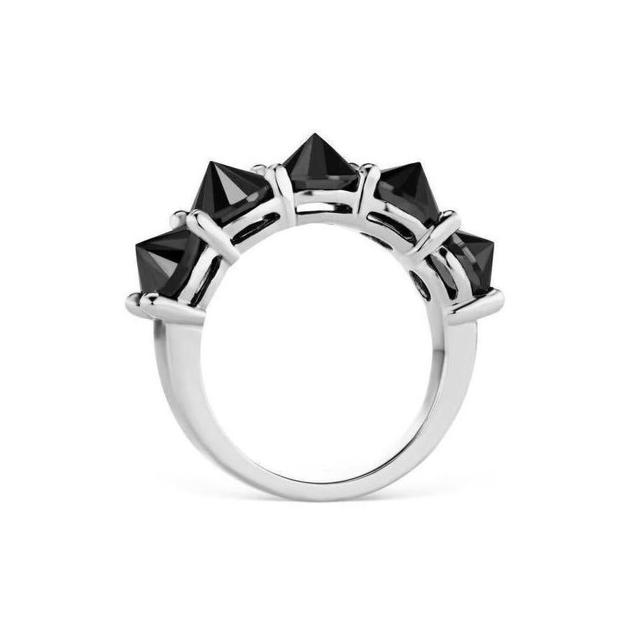 Super Edgy and Statement Ring.
5 Black Diamonds each weighing 1.0 carat for a Total of 5.0 Carats. Stones are Reverse Set.
14 Karat White Gold.
Size 6.