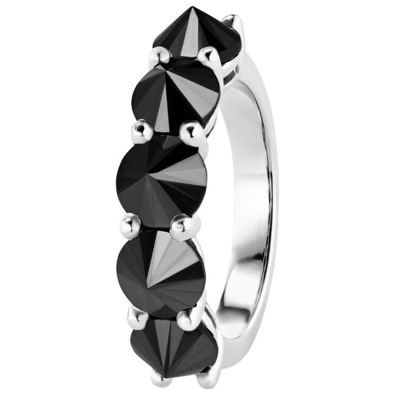 Reverse Set Black Diamond 5-Stone Ring