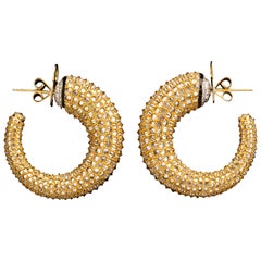 Reverse Set Diamond Hoop Earrings
