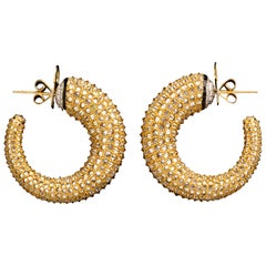 Reverse Set Diamond Hoop Earrings