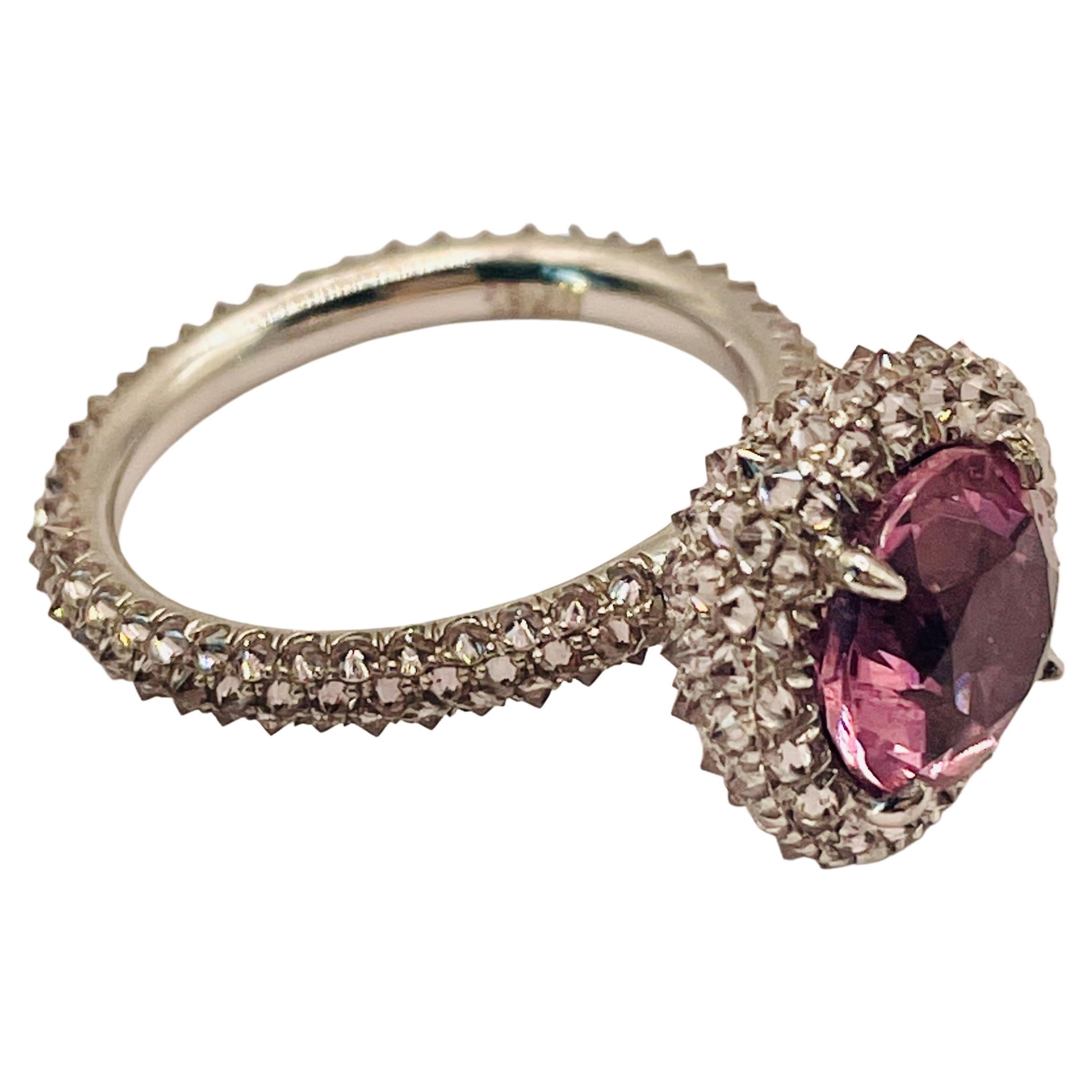 Reverse-Set Pink Diamonds and Pink Tourmaline Engagemant Ring by Julia Shlovsky For Sale