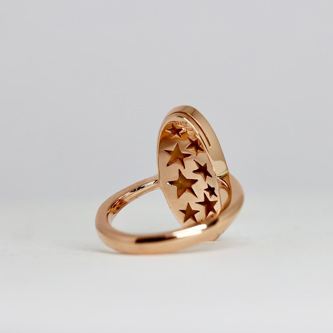 Contemporary Reverse Set Purple Blue Brown White Diamond Rose Gold Pave Ring For Sale