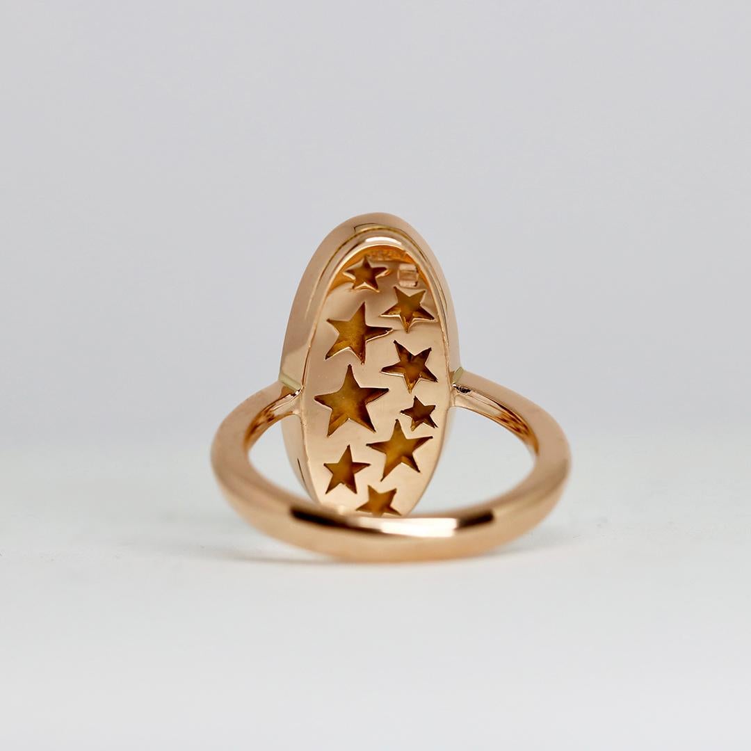 Brilliant Cut Reverse Set Purple Blue Brown White Diamond Rose Gold Pave Ring For Sale