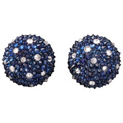 Boucles d'oreilles saphir et diamant en serti inversé