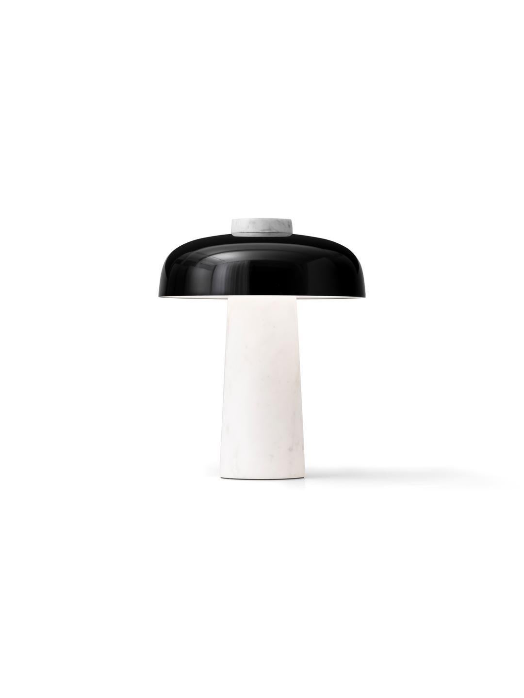 Scandinavian Modern Reverse Table Lamp, Carrara Marble & Black, by Aleksandar Lazic for Audo For Sale