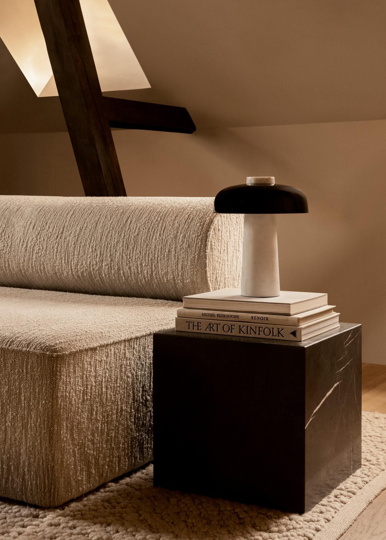 Chinese Reverse Table Lamp, Carrara Marble & Black, by Aleksandar Lazic for Audo For Sale