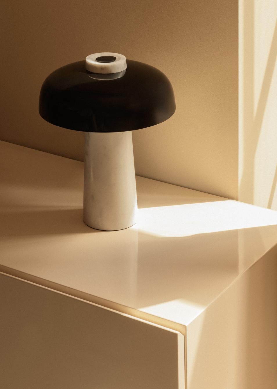 Reverse Table Lamp, Carrara Marble & Black, by Aleksandar Lazic for Audo In New Condition For Sale In Dubai, AE