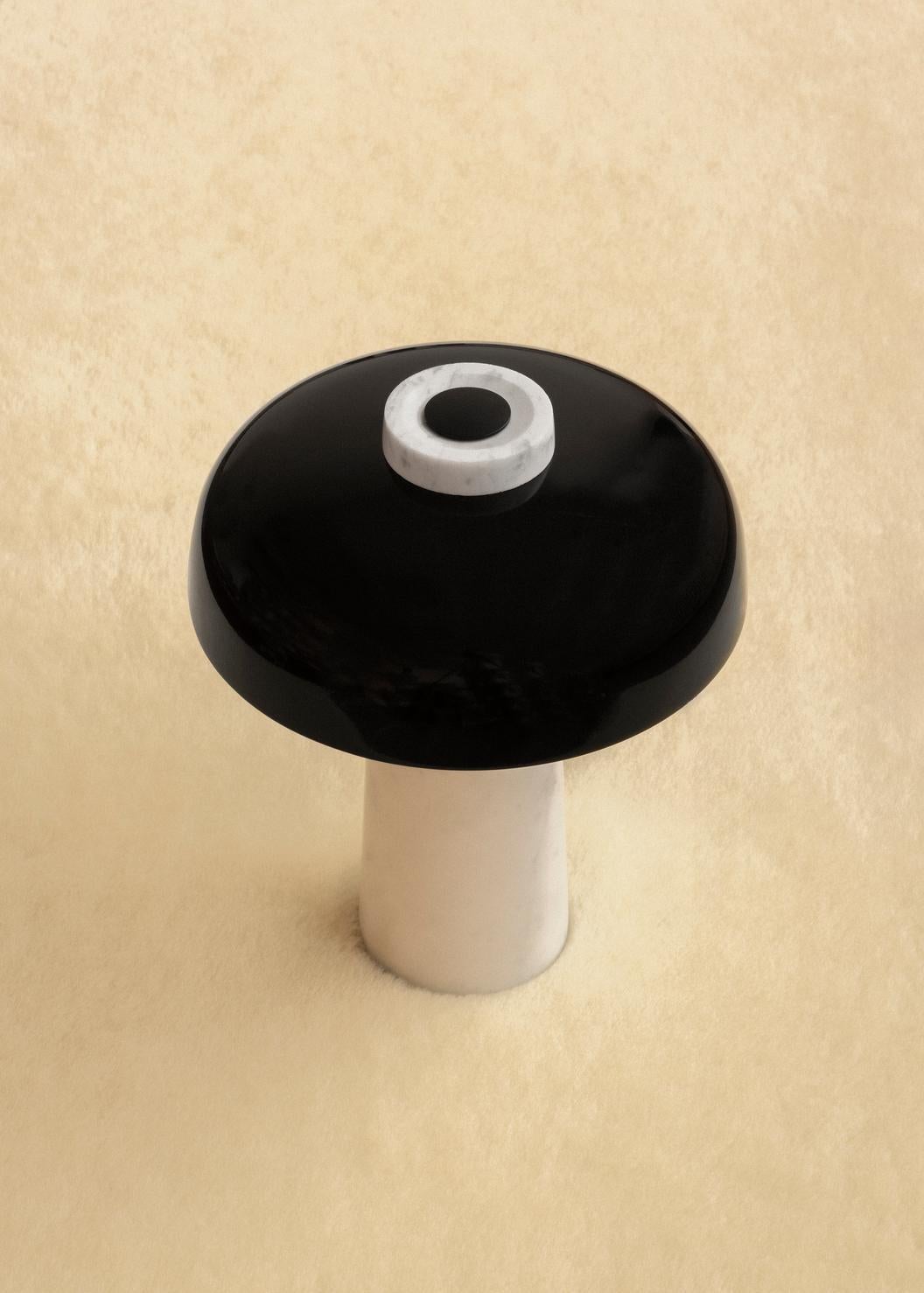 Reverse Table Lamp, Carrara Marble & Black, by Aleksandar Lazic for Audo For Sale 1