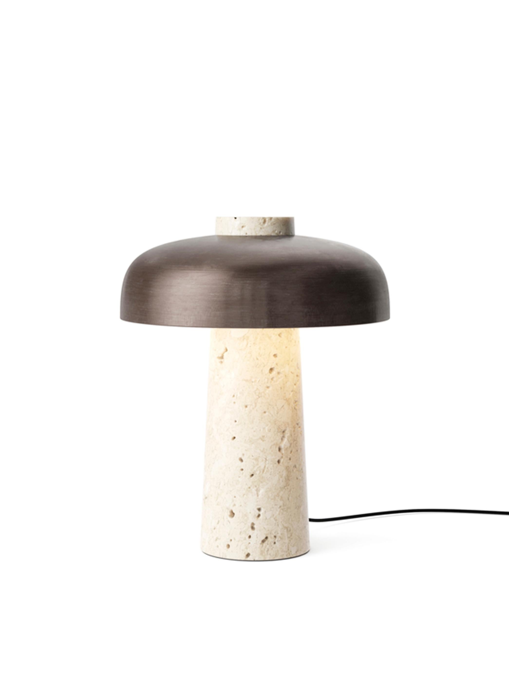 Lámpara de mesa Reverse-Piedra Travertino y Aluminio Bronceado-por Aleksandar Lazic-Audo Chino en venta
