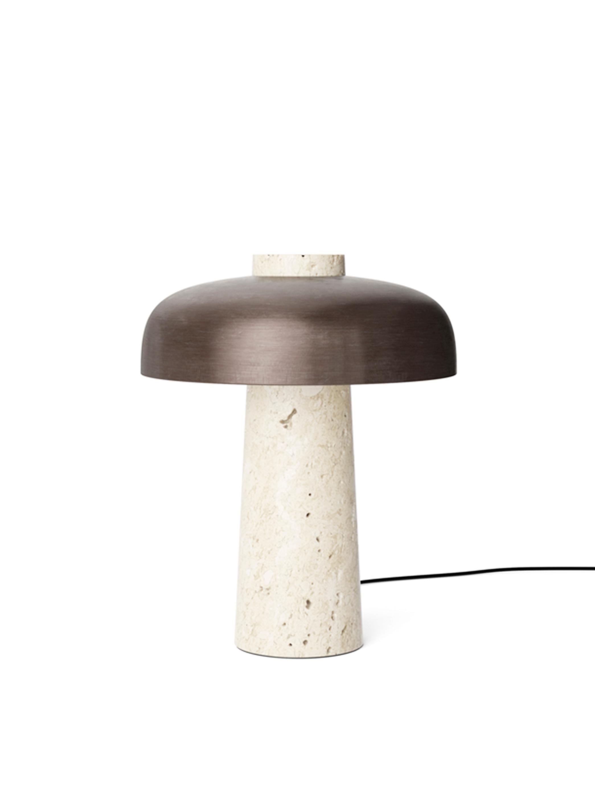 Lámpara de mesa Reverse-Piedra Travertino y Aluminio Bronceado-por Aleksandar Lazic-Audo en venta 1