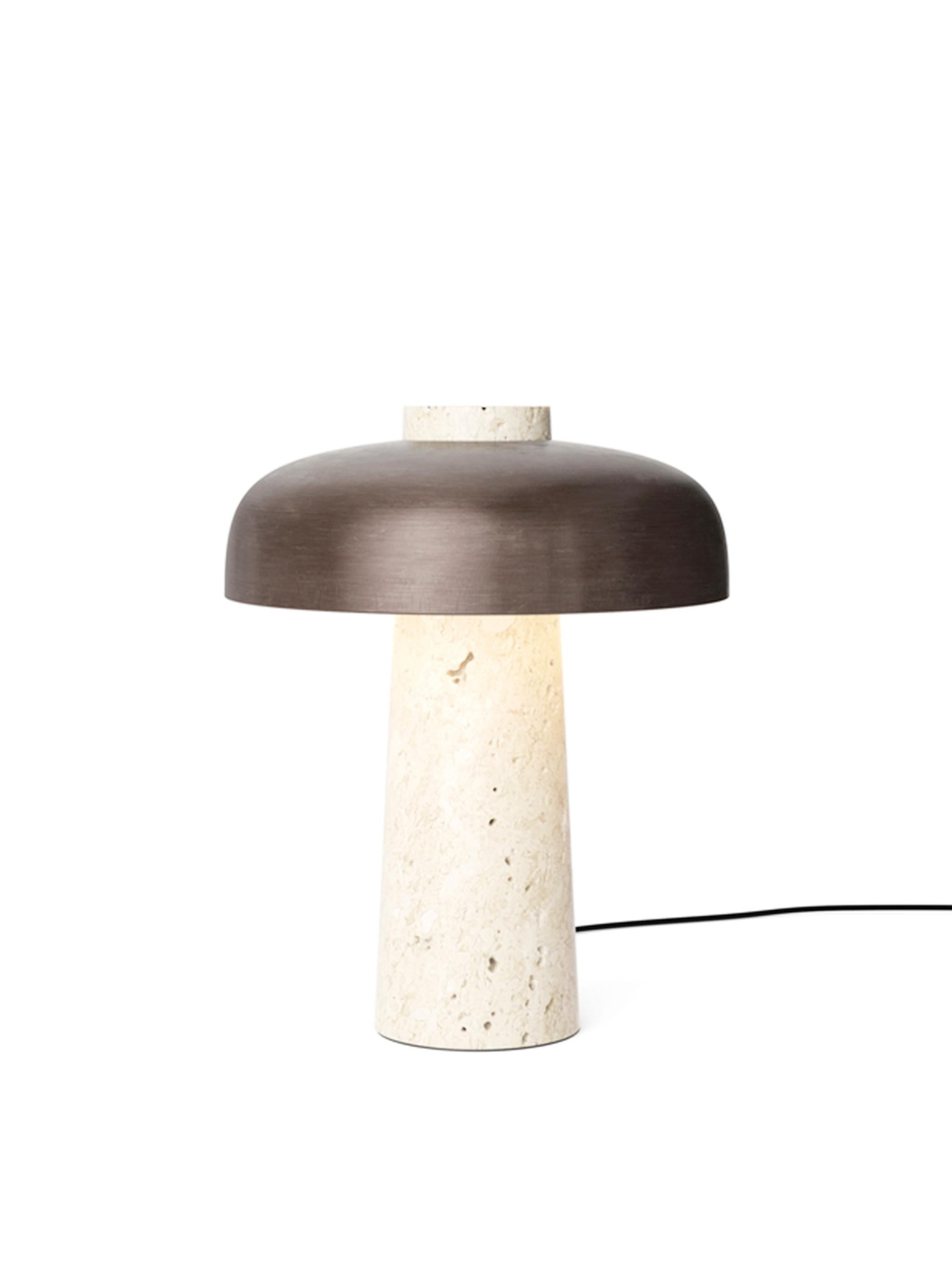 Lámpara de mesa Reverse-Piedra Travertino y Aluminio Bronceado-por Aleksandar Lazic-Audo en venta 2