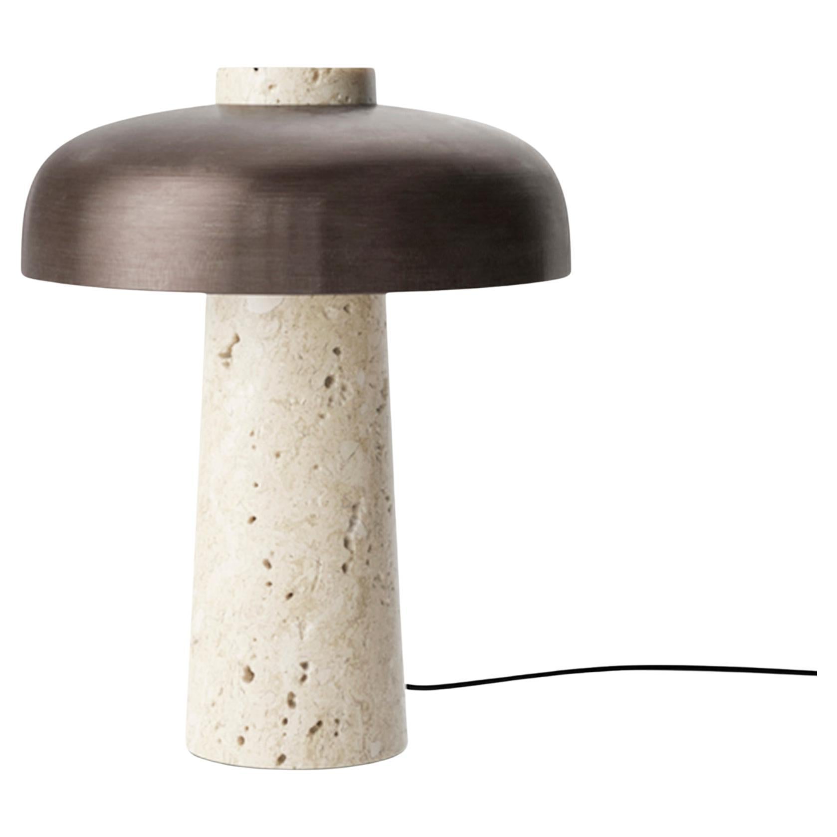 Lámpara de mesa Reverse-Piedra Travertino y Aluminio Bronceado-por Aleksandar Lazic-Audo en venta