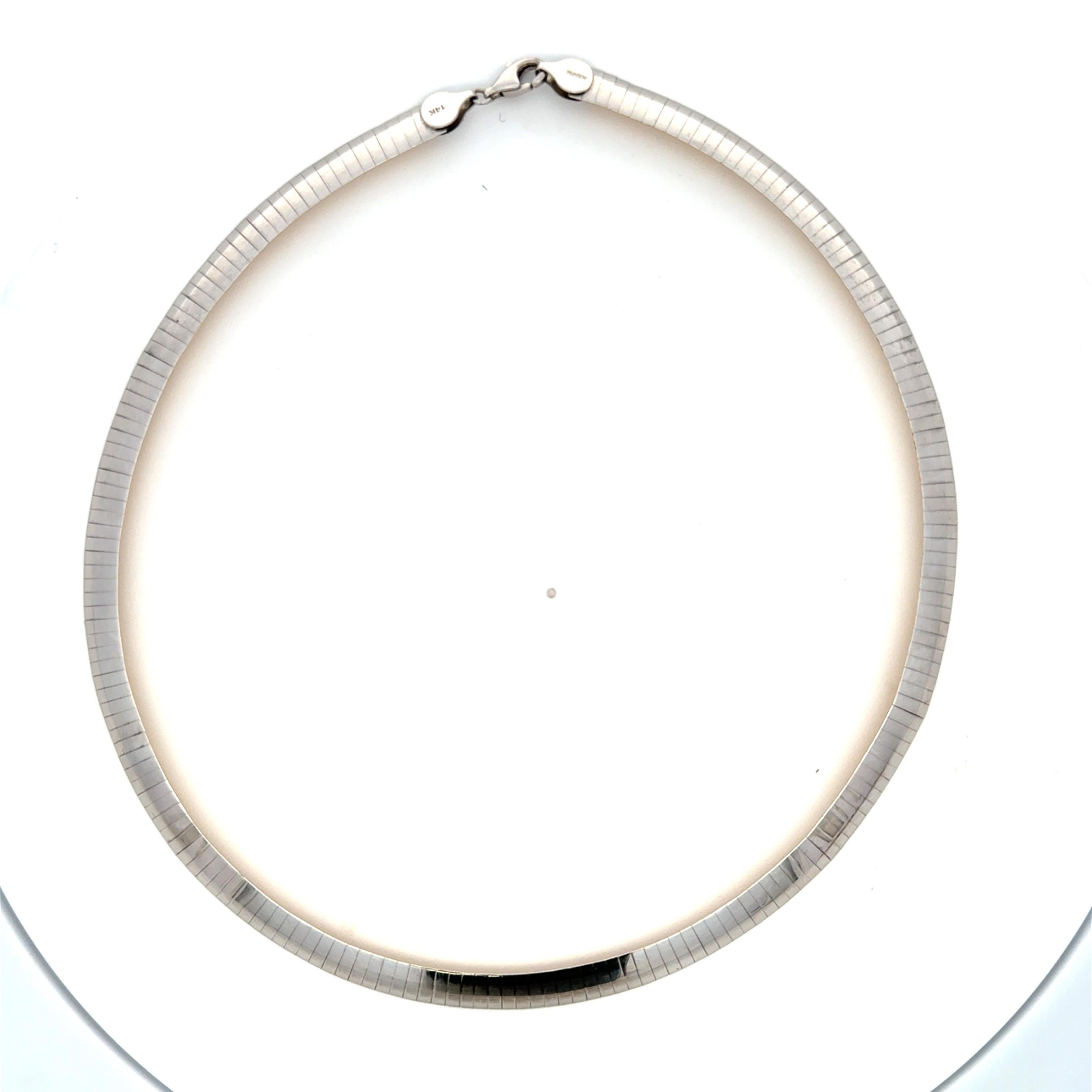 Reversible 14 Karat Yellow & White Gold Tube Wire Necklace 30.7 Grams 16.5