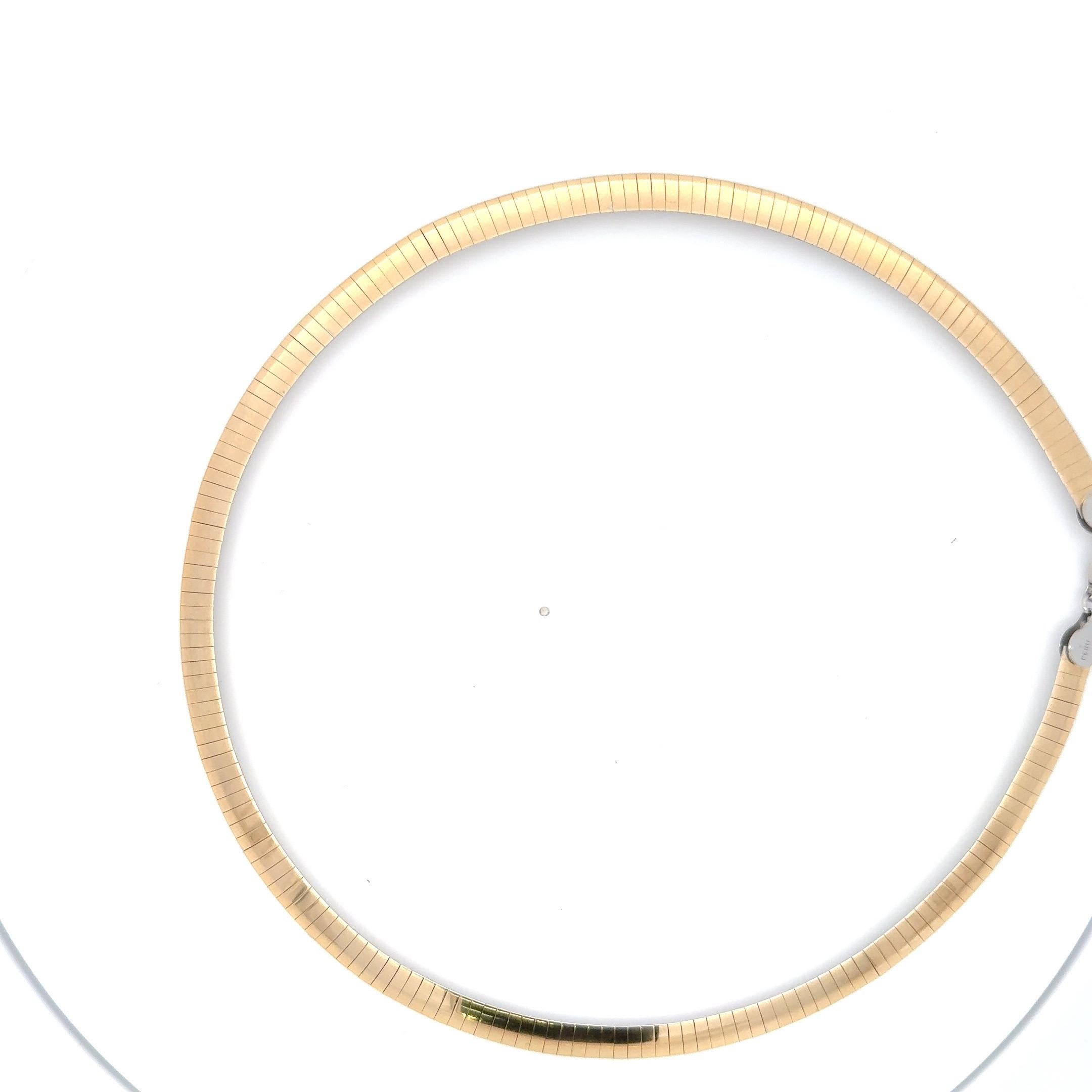 Reversible 14 Karat Yellow & White Gold Tube Wire Necklace 30.7 Grams 16.5