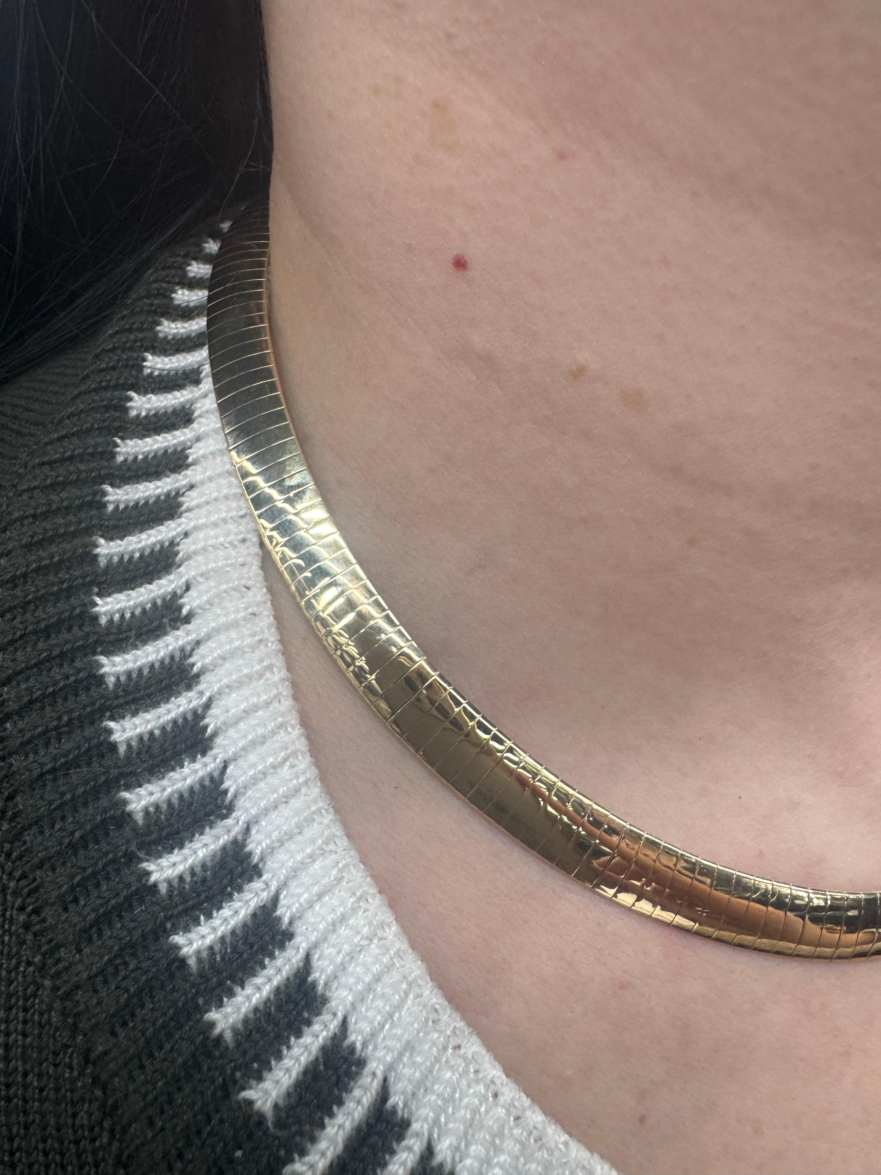 Women's Reversible 14 Karat Yellow & White Gold Tube Wire Necklace 30.7 Grams 16.5