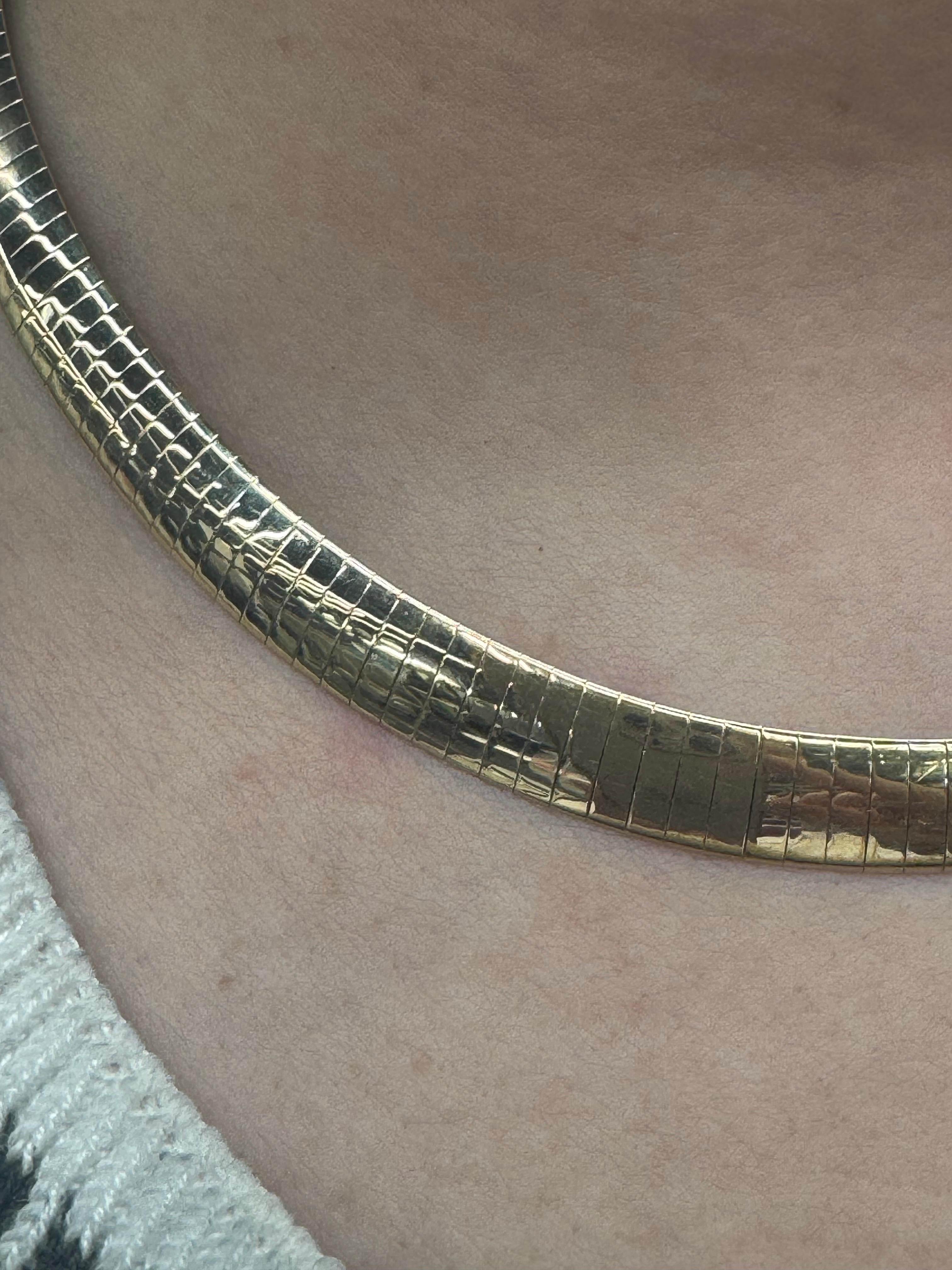 Reversible 14 Karat Yellow & White Gold Tube Wire Necklace 30.7 Grams 16.5
