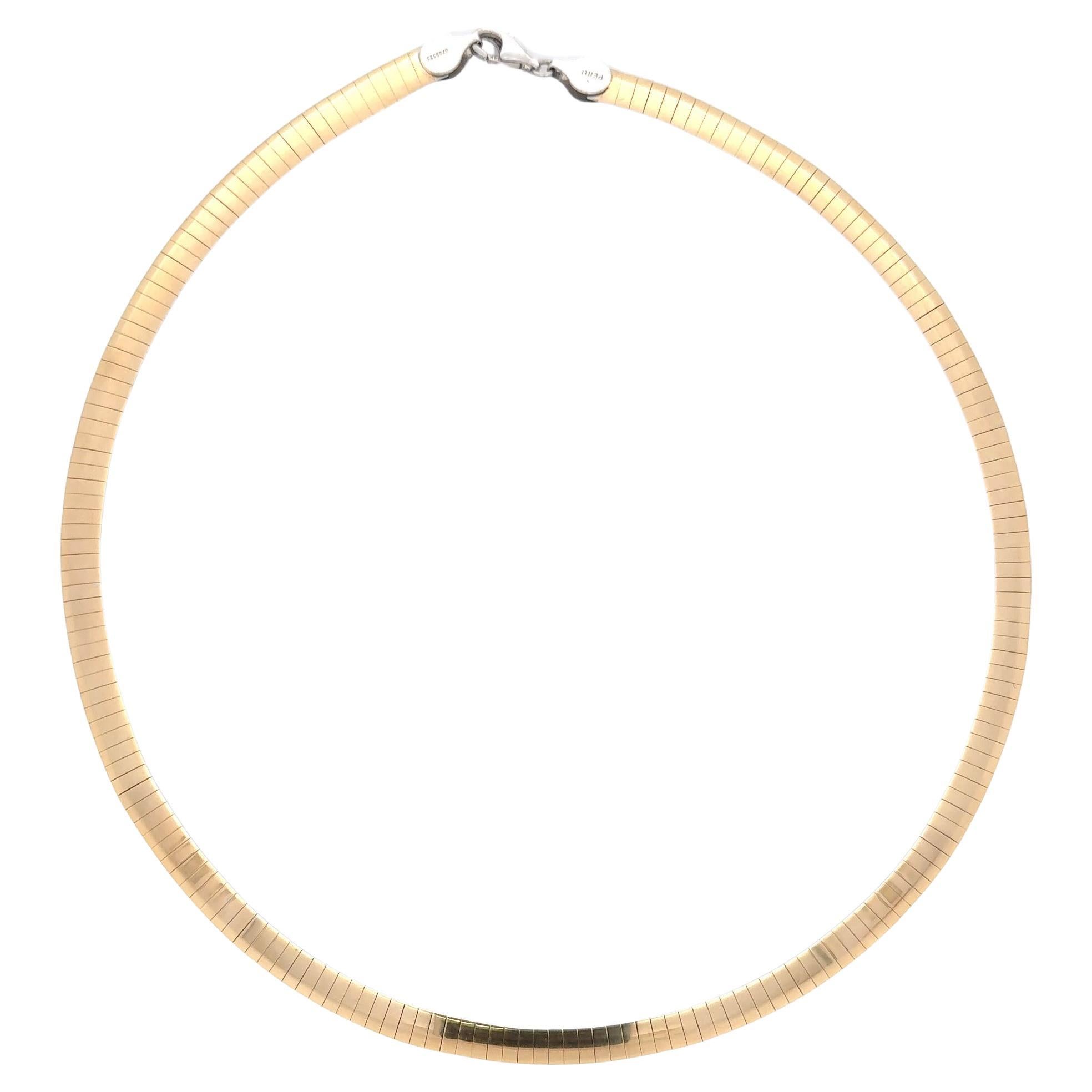 Reversible 14 Karat Yellow & White Gold Tube Wire Necklace 30.7 Grams 16.5"