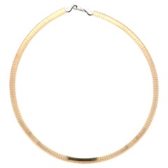 Reversible 14 Karat Yellow & White Gold Tube Wire Necklace 30.7 Grams 16.5"