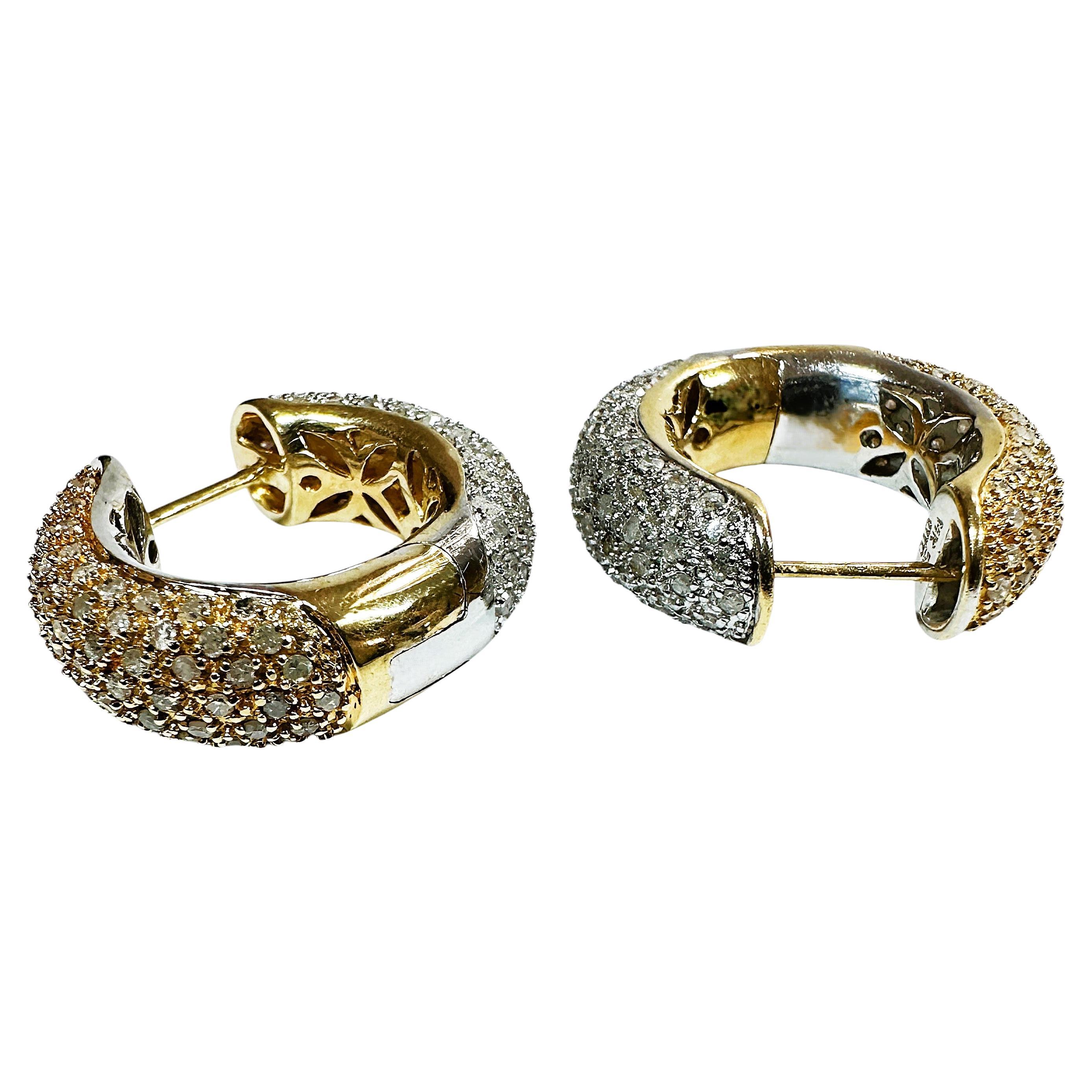 Reversible 14k White & Yellow Gold 2 Carat Diamond Earrings - by Designer OTC