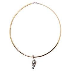 Reversible 14k Yellow & White Gold Swan Pendant Necklace With Freshwater Pearl